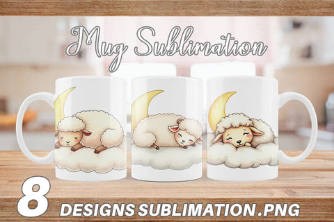 Mug Wrap Sleepy Sheep Cloud Sublimation artnoy 
