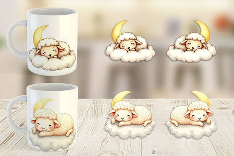 Mug Wrap Sleepy Sheep Cloud Sublimation artnoy 