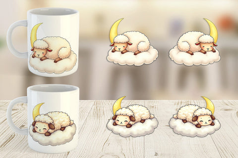 Mug Wrap Sleepy Sheep Cloud Sublimation artnoy 