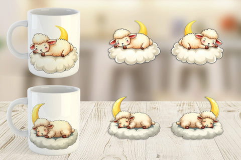Mug Wrap Sleepy Sheep Cloud Sublimation artnoy 