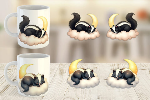 Mug Wrap Sleepy Skunk Cloud Sublimation artnoy 