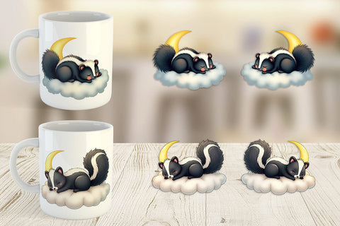 Mug Wrap Sleepy Skunk Cloud Sublimation artnoy 
