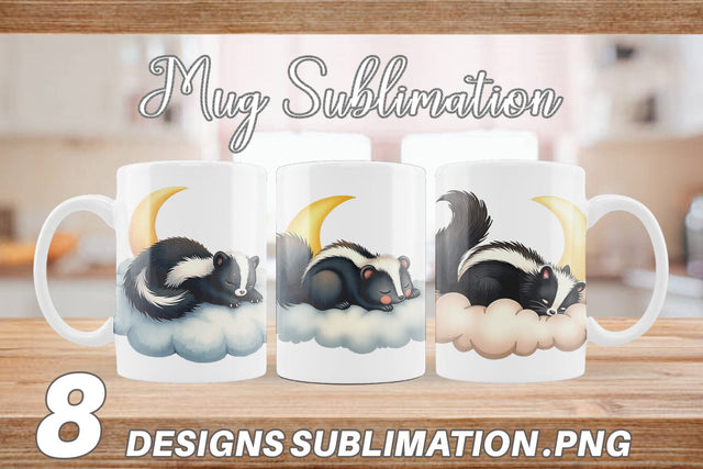 Mug Wrap Sleepy Skunk Cloud Sublimation artnoy 
