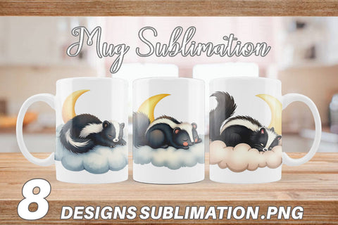 Mug Wrap Sleepy Skunk Cloud Sublimation artnoy 