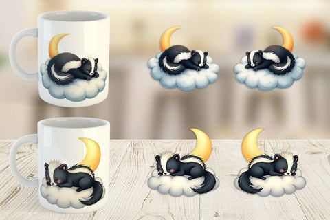 Mug Wrap Sleepy Skunk Cloud Sublimation artnoy 