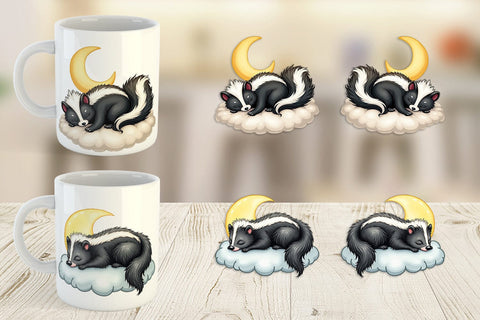 Mug Wrap Sleepy Skunk Cloud Sublimation artnoy 