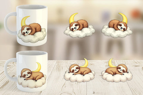 Mug Wrap Sleepy Sloth Cloud Sublimation artnoy 