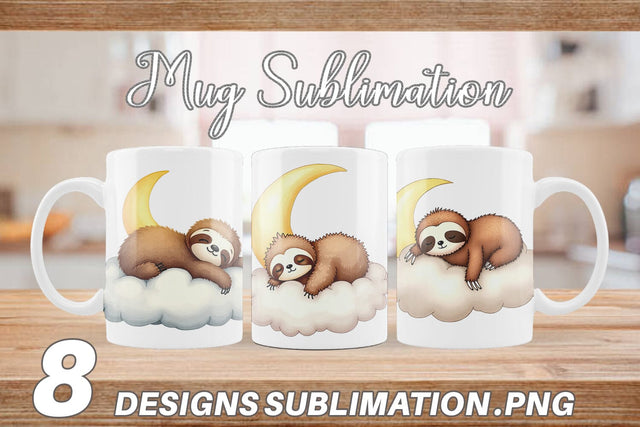Mug Wrap Sleepy Sloth Cloud Sublimation artnoy 