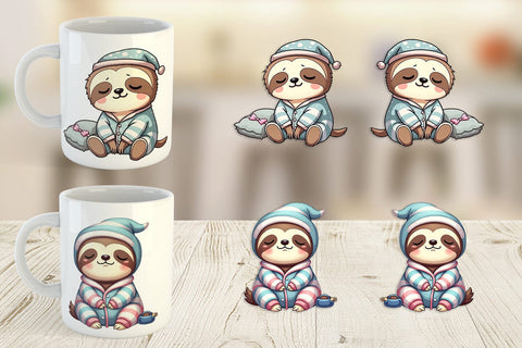Mug Wrap Sleepy Sloth Sublimation artnoy 
