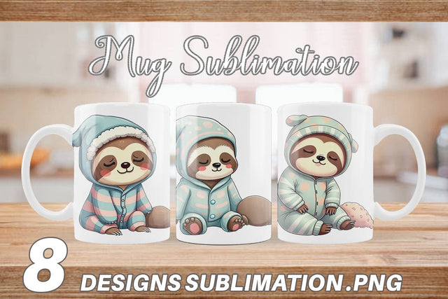 Mug Wrap Sleepy Sloth Sublimation artnoy 