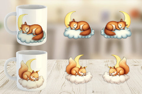Mug Wrap Sleepy Squirrel Cloud Sublimation artnoy 