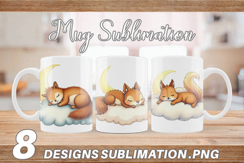 Mug Wrap Sleepy Squirrel Cloud Sublimation artnoy 