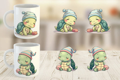Mug Wrap Sleepy Turtle Sublimation artnoy 