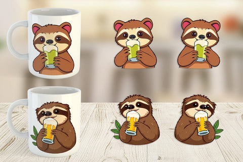 Mug Wrap Sloth Beer Day Sublimation artnoy 