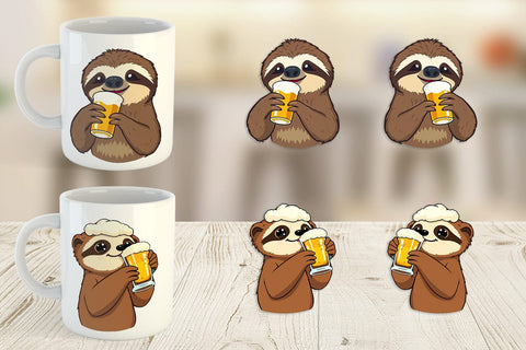 Mug Wrap Sloth Beer Day Sublimation artnoy 
