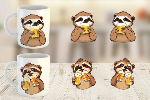 Mug Wrap Sloth Beer Day Sublimation artnoy 