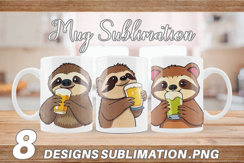 Mug Wrap Sloth Beer Day Sublimation artnoy 