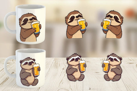 Mug Wrap Sloth Beer Day Sublimation artnoy 