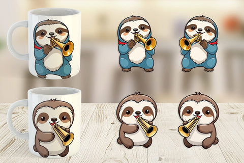Mug Wrap Sloth New Year Sublimation artnoy 