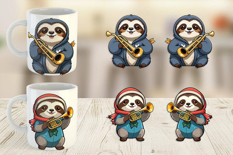 Mug Wrap Sloth New Year Sublimation artnoy 