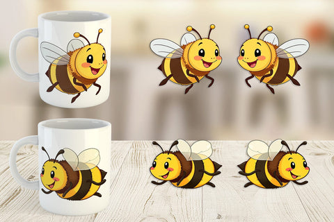 Mug Wrap Smiling Bee Sublimation artnoy 
