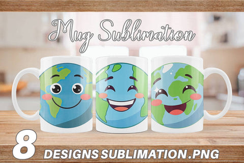 Mug Wrap Smiling Earth Sublimation artnoy 
