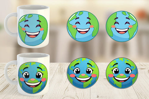 Mug Wrap Smiling Earth Sublimation artnoy 