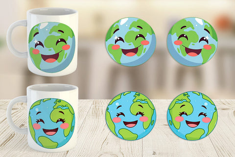 Mug Wrap Smiling Earth Sublimation artnoy 