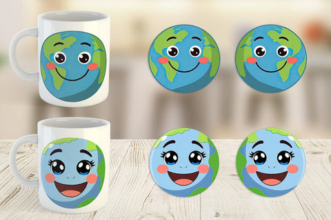 Mug Wrap Smiling Earth Sublimation artnoy 