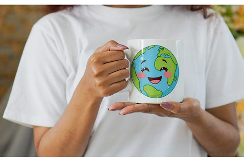 Mug Wrap Smiling Earth Sublimation artnoy 