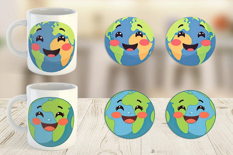 Mug Wrap Smiling Earth Sublimation artnoy 
