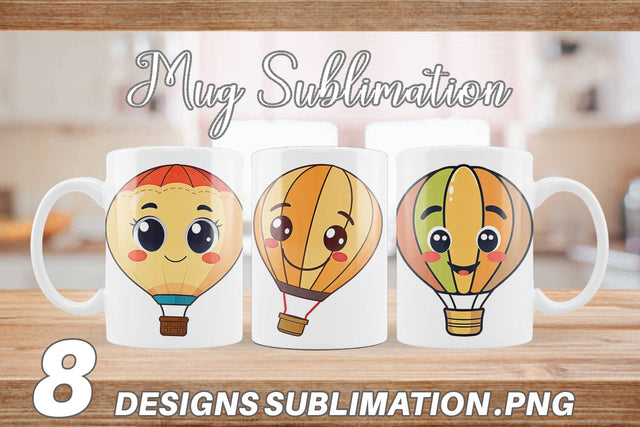 Mug Wrap Smiling Hot Air Balloon Sublimation artnoy 