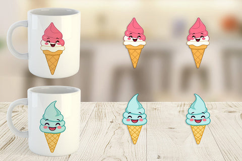 Mug Wrap Smiling Ice Cream Sublimation artnoy 