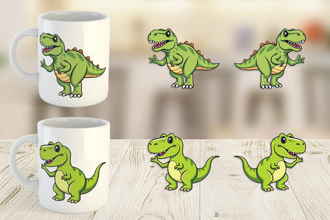 Mug Wrap Smiling T-Rex Sublimation artnoy 
