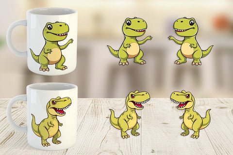 Mug Wrap Smiling T-Rex Sublimation artnoy 