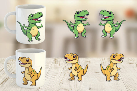 Mug Wrap Smiling T-Rex Sublimation artnoy 