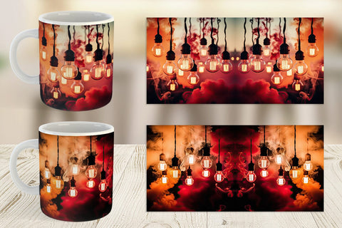 Mug Wrap Smoke and Light Bulbs Sublimation artnoy 