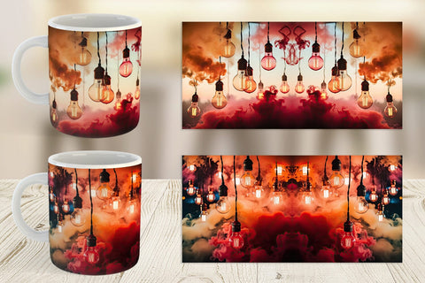 Mug Wrap Smoke and Light Bulbs Sublimation artnoy 