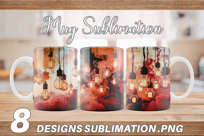 Mug Wrap Smoke and Light Bulbs Sublimation artnoy 