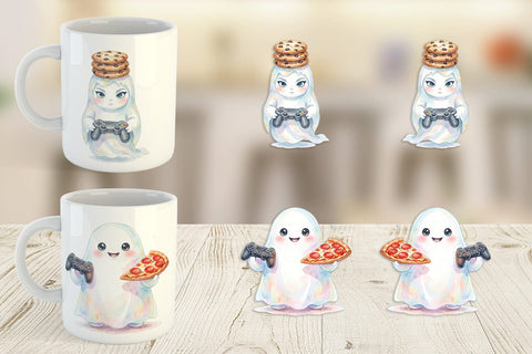 Mug Wrap Snack Time Gamer Ghost Sublimation artnoy 