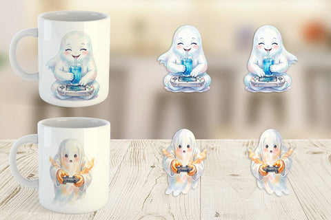 Mug Wrap Snack Time Gamer Ghost Sublimation artnoy 