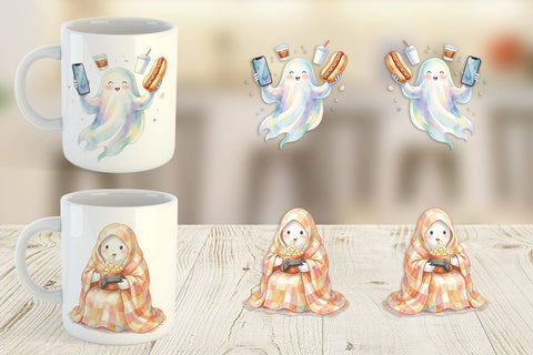 Mug Wrap Snack Time Gamer Ghost Sublimation artnoy 
