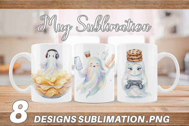 Mug Wrap Snack Time Gamer Ghost Sublimation artnoy 
