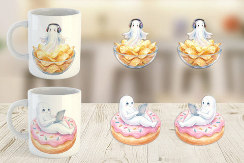 Mug Wrap Snack Time Gamer Ghost Sublimation artnoy 