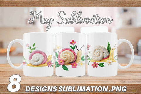Mug Wrap Snail Embroidery Sublimation artnoy 