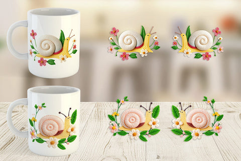 Mug Wrap Snail Embroidery Sublimation artnoy 