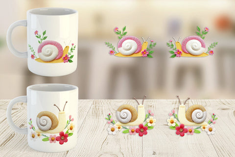 Mug Wrap Snail Embroidery Sublimation artnoy 