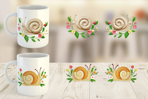 Mug Wrap Snail Embroidery Sublimation artnoy 