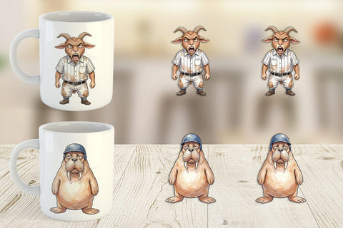 Mug Wrap Snarky Baseball Catcher Watercolor Sublimation artnoy 
