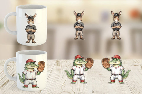 Mug Wrap Snarky Baseball Catcher Watercolor Sublimation artnoy 